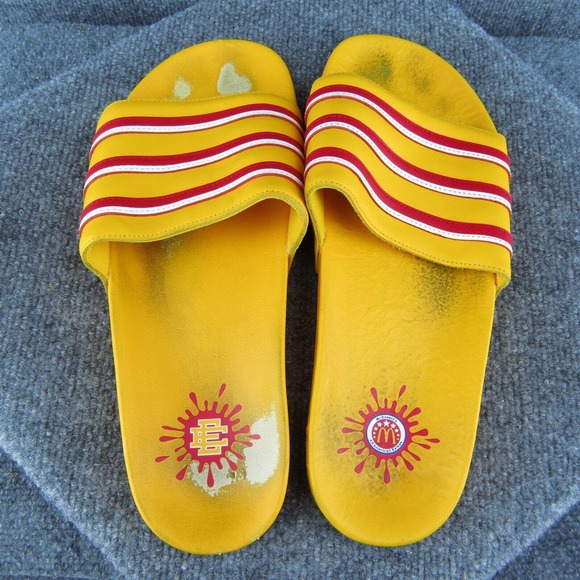 adidas McDonalds Eric Emanuel Men Slide Sandals Yellow Synthetic Slip On Size 12 - Picture 6 of 10
